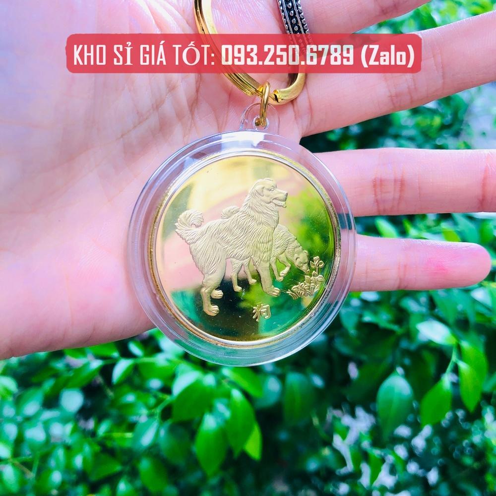 Móc Khóa Đồng Xu Khắc Hình 12 Con Giáp, Niken Mạ Vàng Phong Thủy - AnNhien