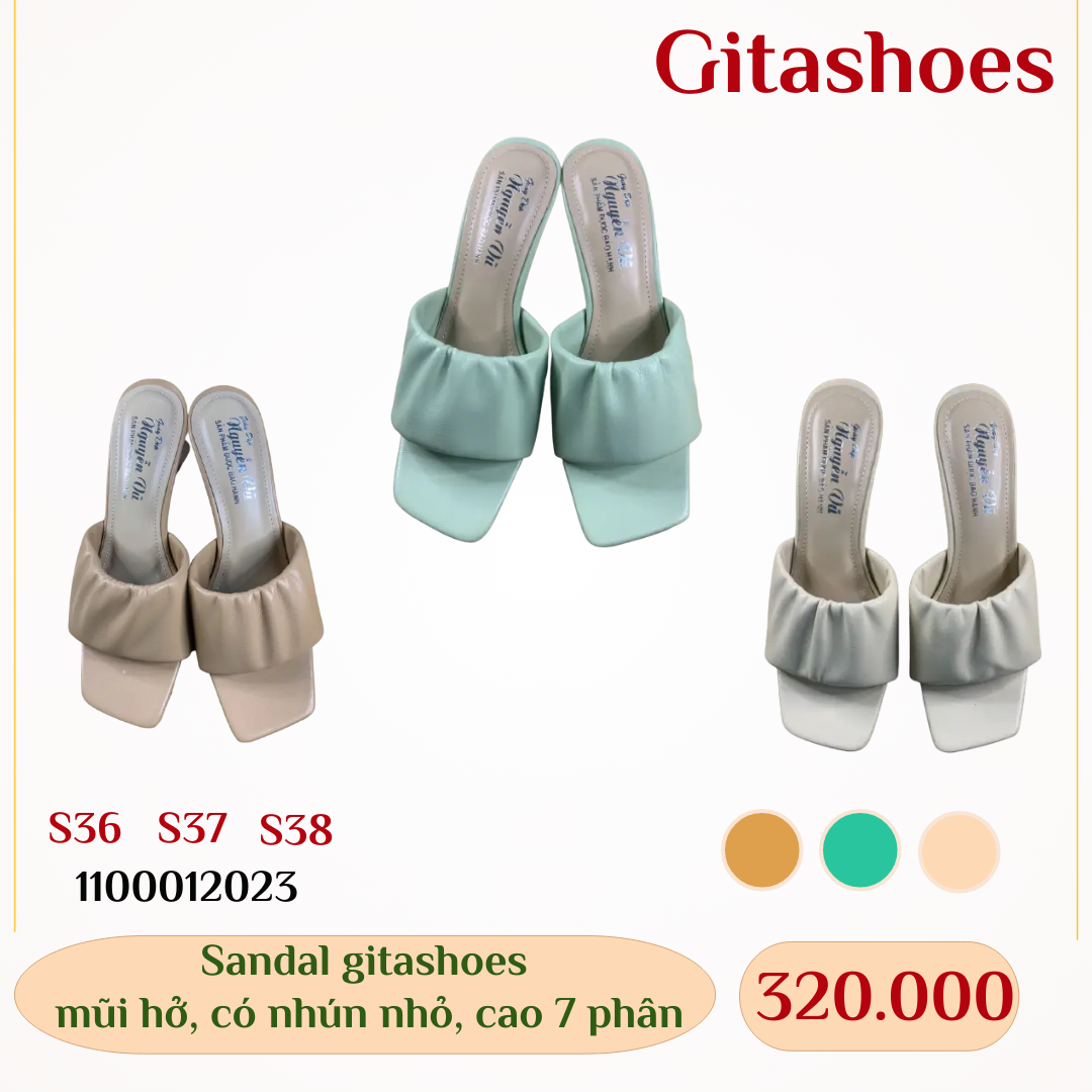 Giày Sandal gitashoes mũi hở, có nhún nhỏ, cao 7 phân - 1100012023