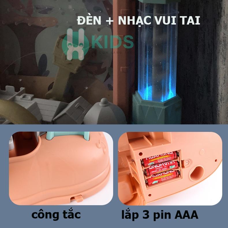 Máy bắt hạt đậu hình lâu đài kèm vô lăng ô tô có đèn có nhạc vui nhộn cho bé, đồ chơi giải trí pinball trẻ em