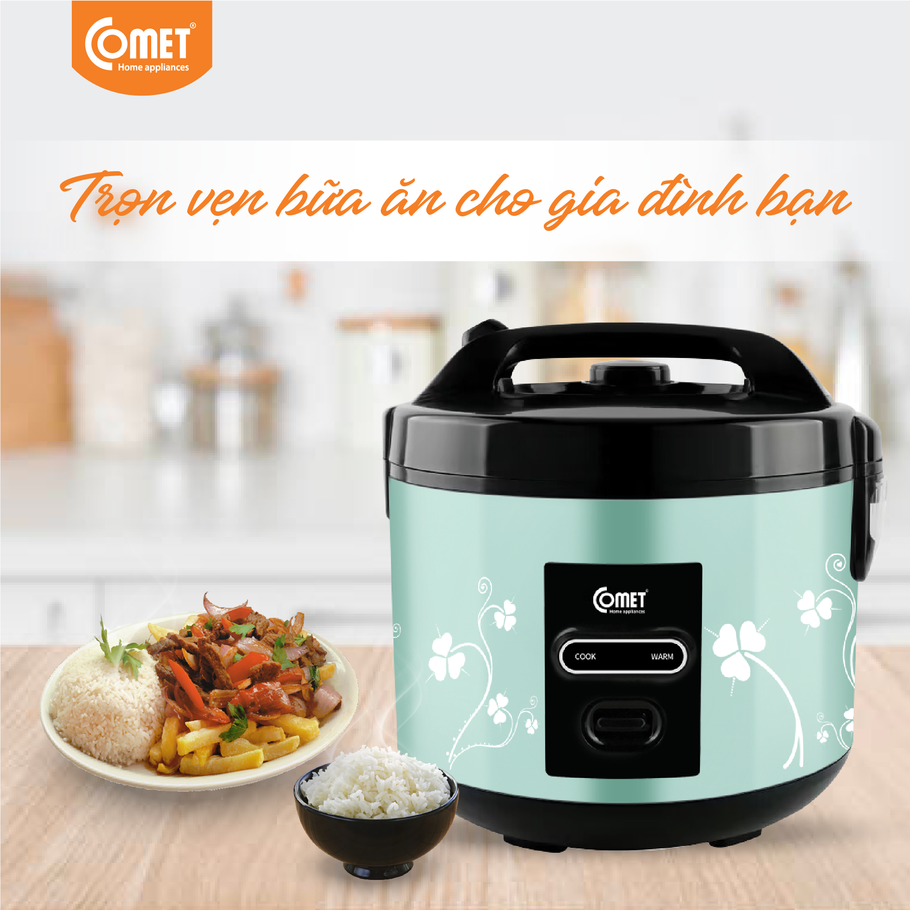 Nồi cơm điện nắp cài 1,8L COMET CM8016 - Hàng Chính Hãng