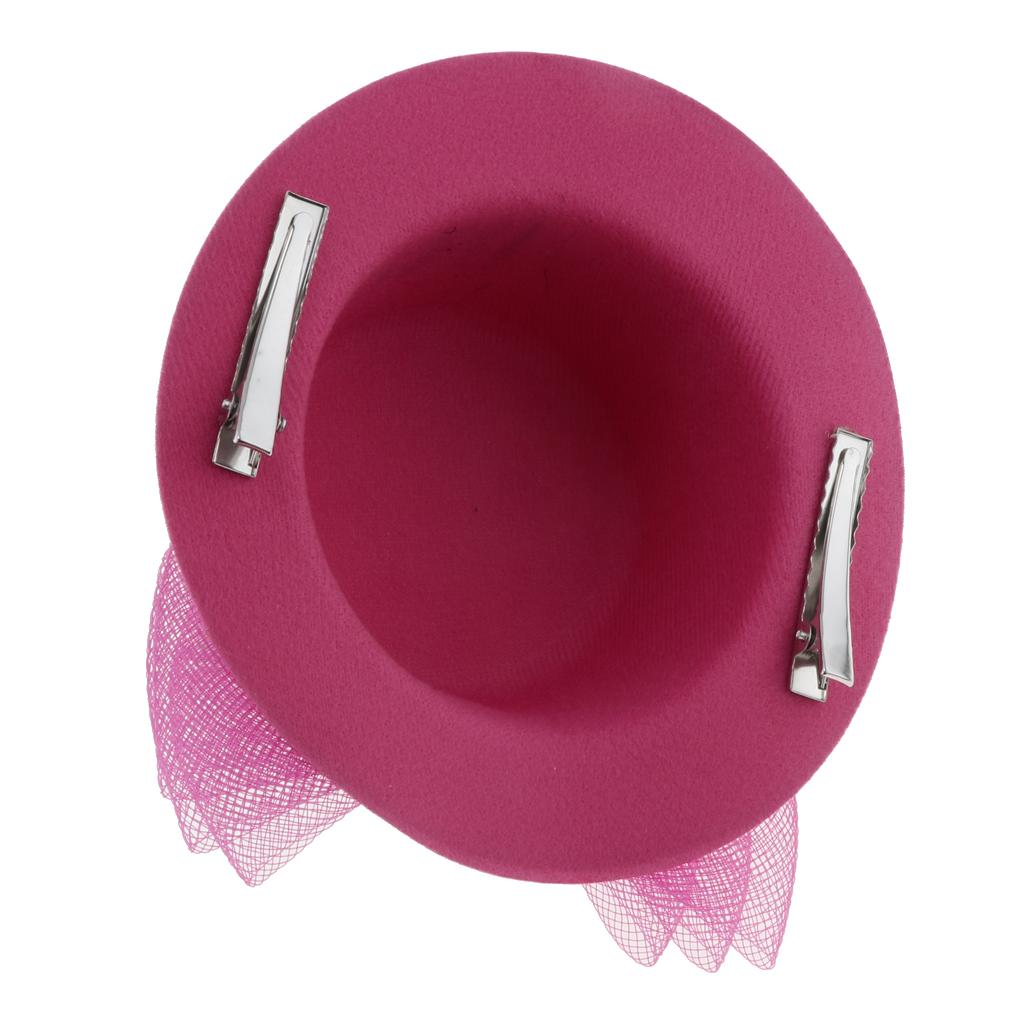 Kids Girls Hats Fascinators Baby Mini Top Hat Hair Clips Style 3-Rose