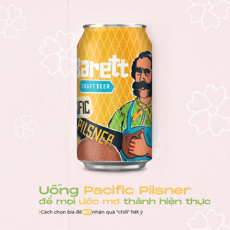 Bia thủ công Barett 6 lon vị Pilsner (330ml/lon)