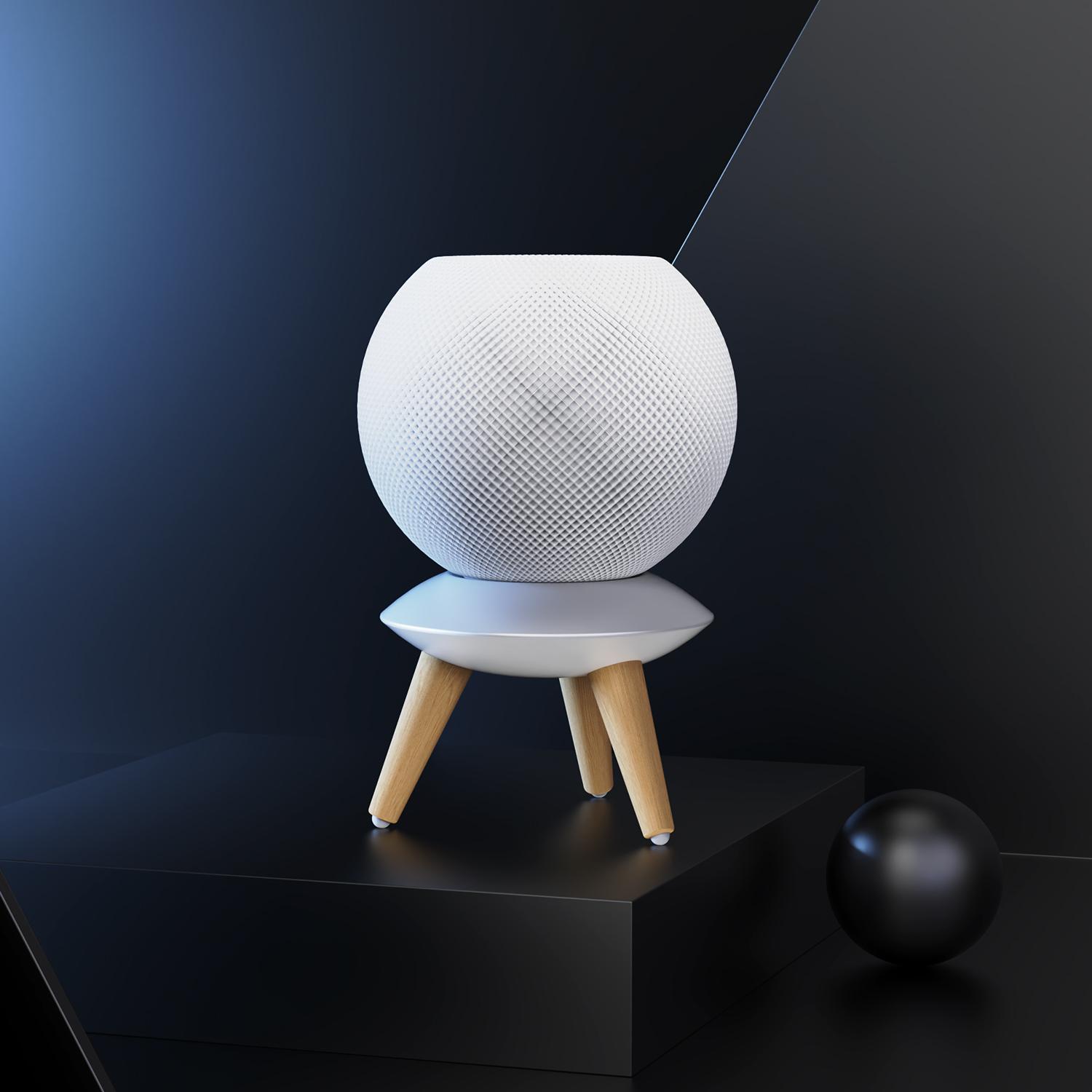 Máy giữ kim loại đứng loa thông minh di động cho Apple HomePod Mini, cơ sở máy tính để bàn không trượt nhỏ cho phụ kiện của giá đỡ âm thanh Color: Dark Grey Set Type: Only Stand