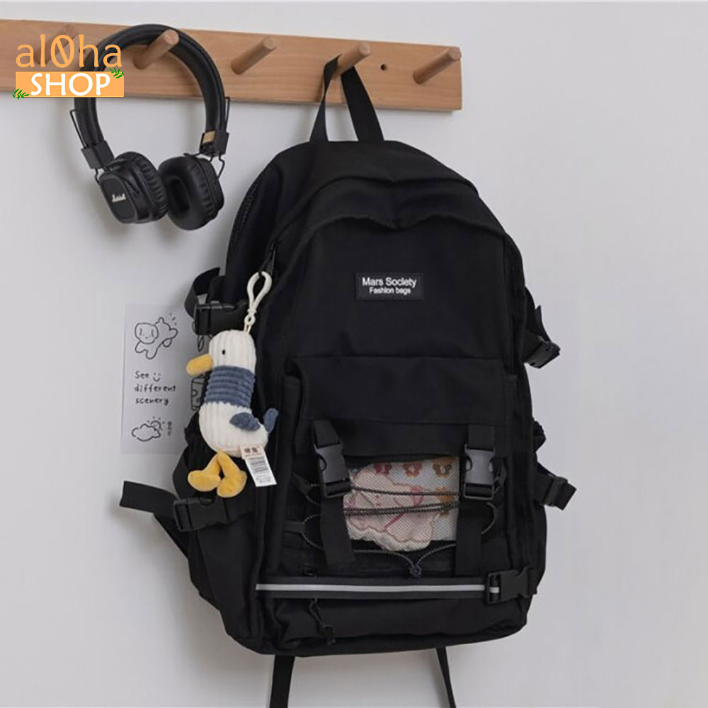 Balo - cặp sách B0171 Mars Society Ulzzang nhiều ngăn đi học, đi làm, du lịch, đựng laptop Unisex nam nữ - al0ha Shop