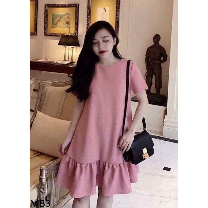 Váy bầu đẹp V38  FREESHIP  đầm bầu công sở đuôi cá màu hồng hàng thiết kế full size S/M/L cho mẹ bầu