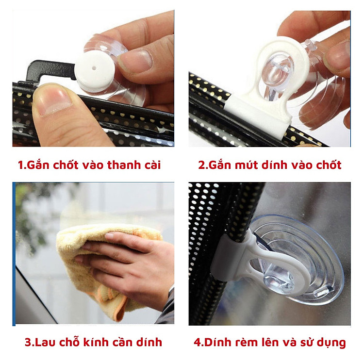 Rèm Cuốn Chống Nắng Rèm Cửa Sổ Loại 1 Không Cần Khoan Lắp, Cản Sáng Hiệu Quả Kích Thước 125 x 58cm Giao Màu Ngẫu Nhiên