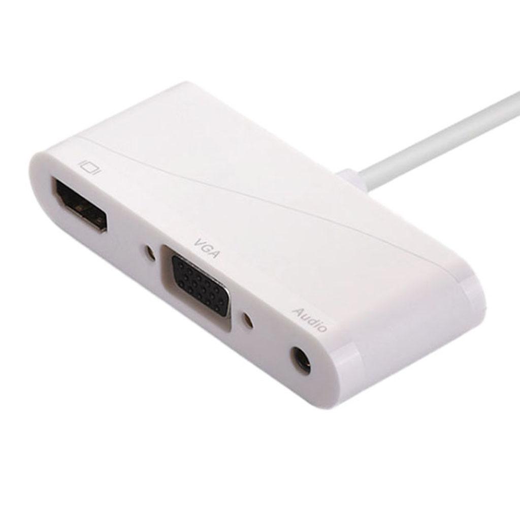 2 In 1 USB Type-C To HDMI VGA Adapter For MacBook Projector HDTV White