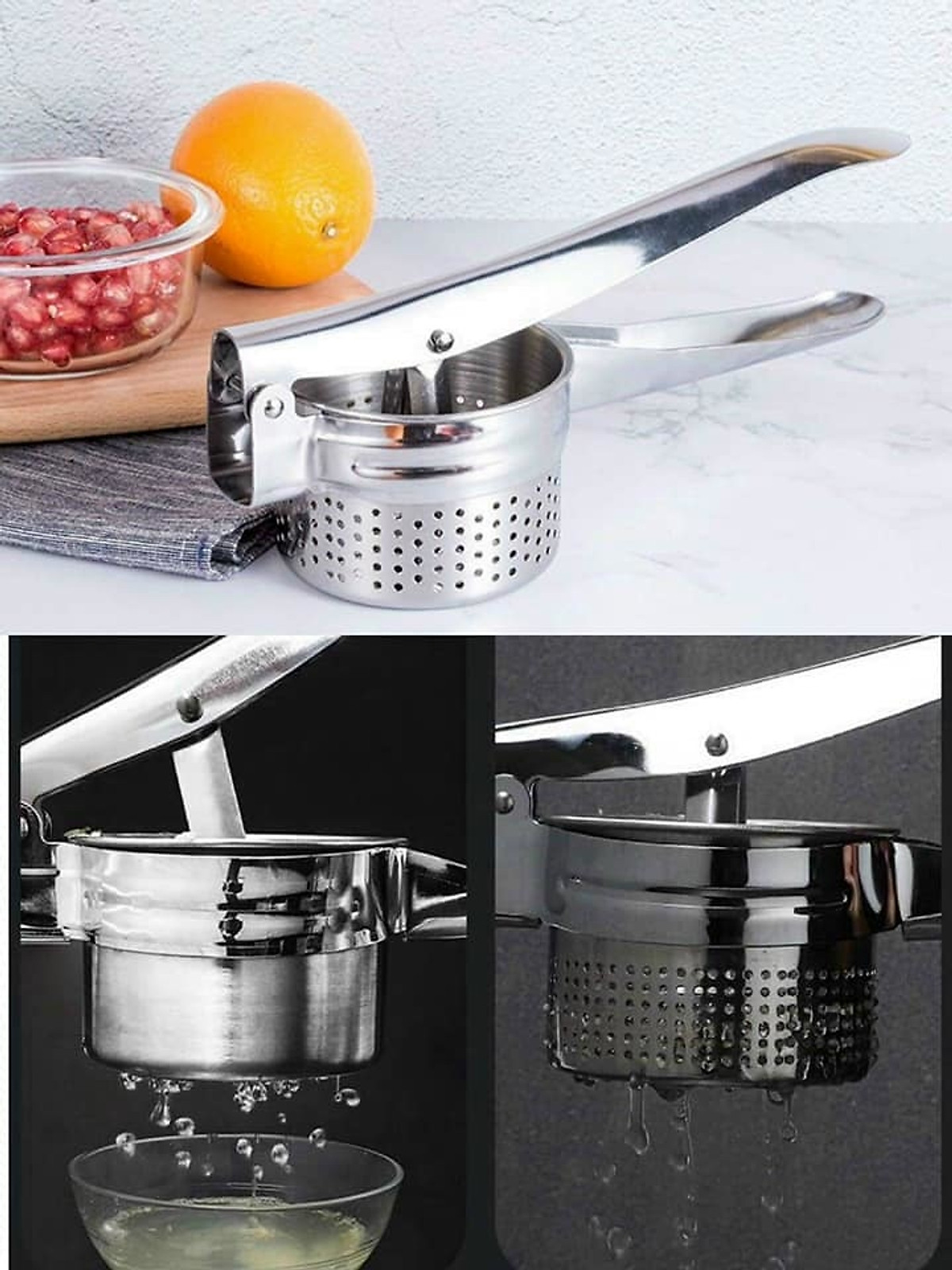 Dụng cụ inox ép trái cây ngủ cốc - tăng cường sức đề kháng