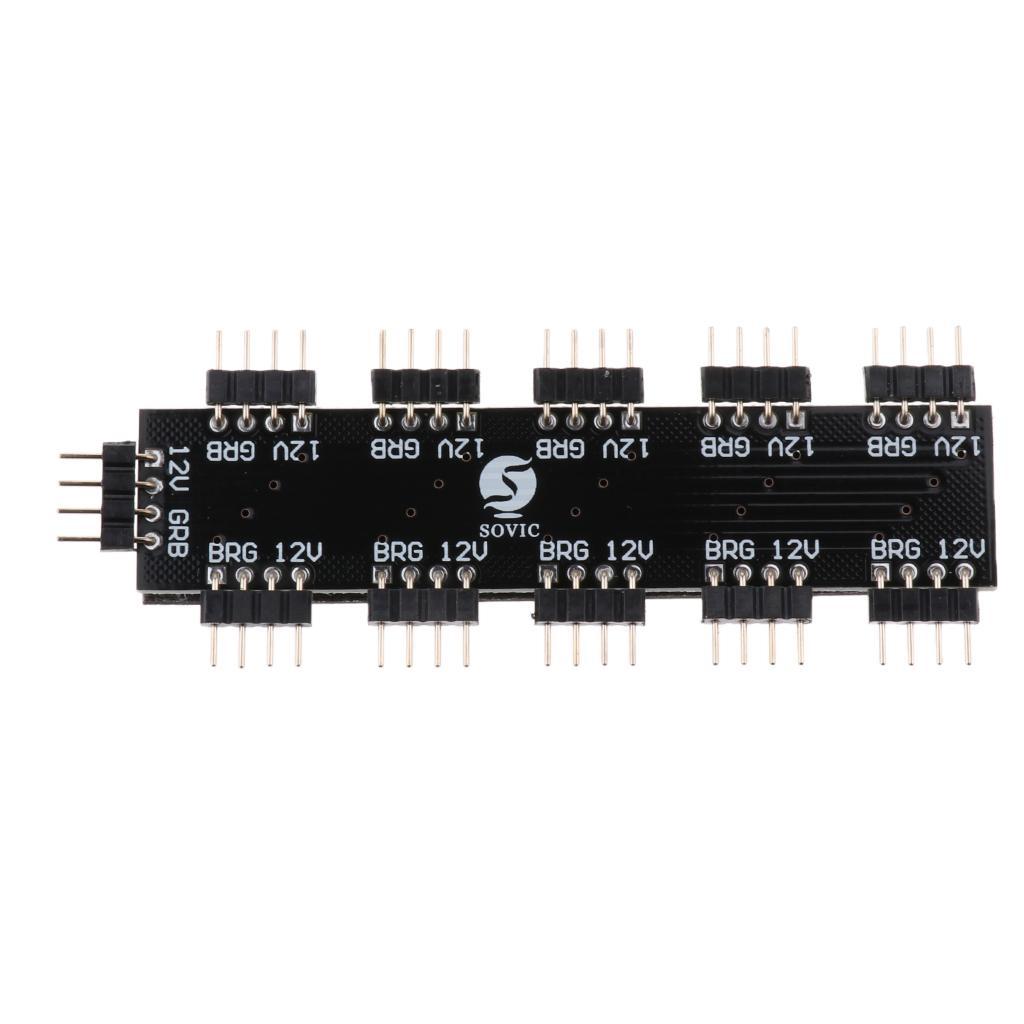 10 Channel RGB Fan Controller Hub Splitter 4Pin 12V for Desktop Computer