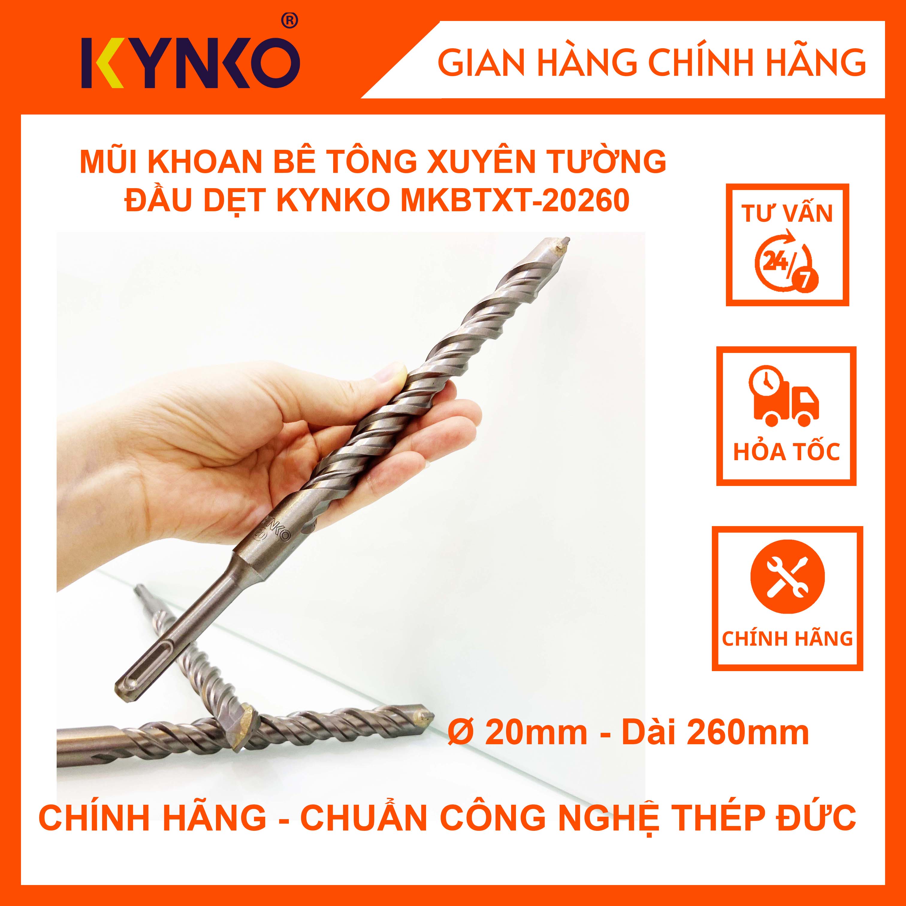MŨI KHOAN BÊ TÔNG XUYÊN TƯỜNG ĐẦU DẸT KYNKO MKBTXT-20260