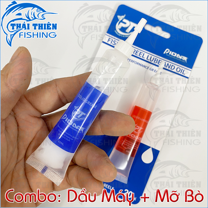 Combo 2 Chai Dầu Máy Mỡ Bò Pioneer Dùng Bôi Trơn Bánh Răng Nhông Bạc Đạn Bảo Dưỡng Các Loại Máy Câu Cá Đứng, Ngang