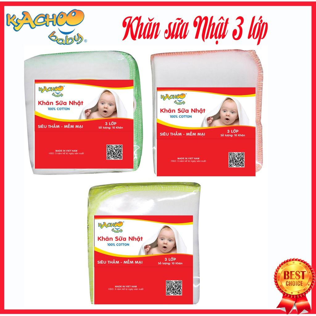 10 khăn sữa siêu mềm cho bé, khăn gạc nhật hiệu Kachoobaby cotton mềm mịn thấm hút tốt