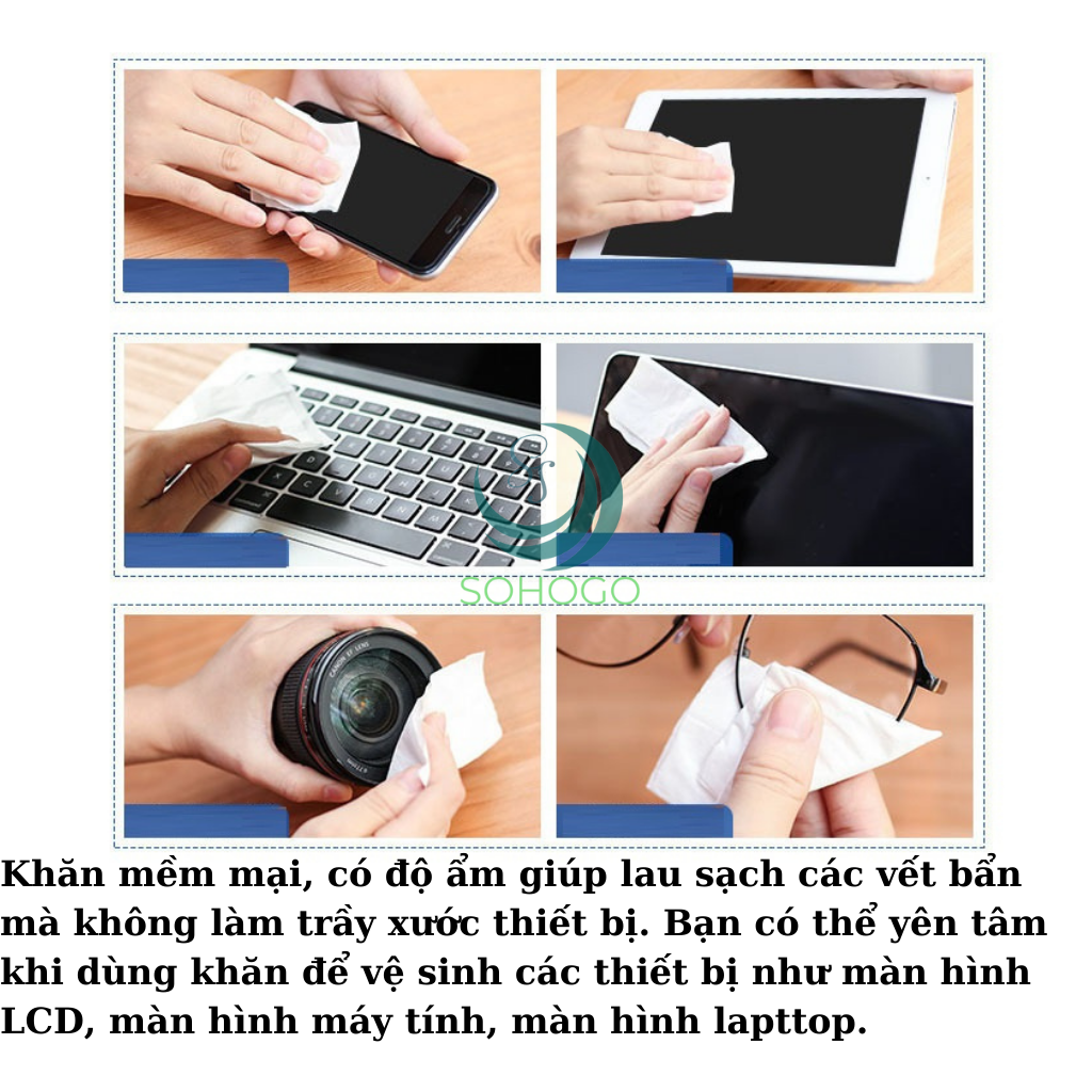 Khăn lau màn hình đa năng 68 miếng-Khăn vệ sinh đa năng dùng lau kính, bàn phím, chuột máy tính, màn hình LCD, màn hình máy tính, điện thoại,… Hàng nhập khẩu