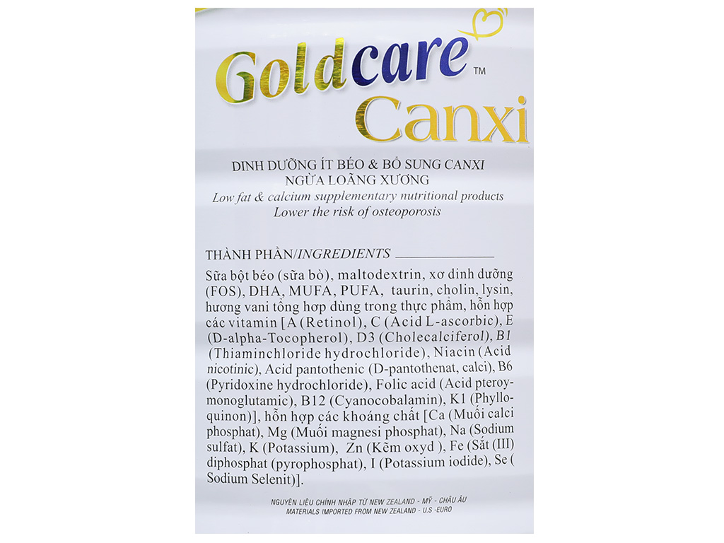 Sữa bột Wincofood GoldCare Canxi: dinh dưỡng ít béo ngừa tiểu đường, bổ sung canxi giúp xương chắc khỏe, MUFA, PUFA tốt cho tim mạch, phù hợp cho người từ 30 tuổi trở lên.