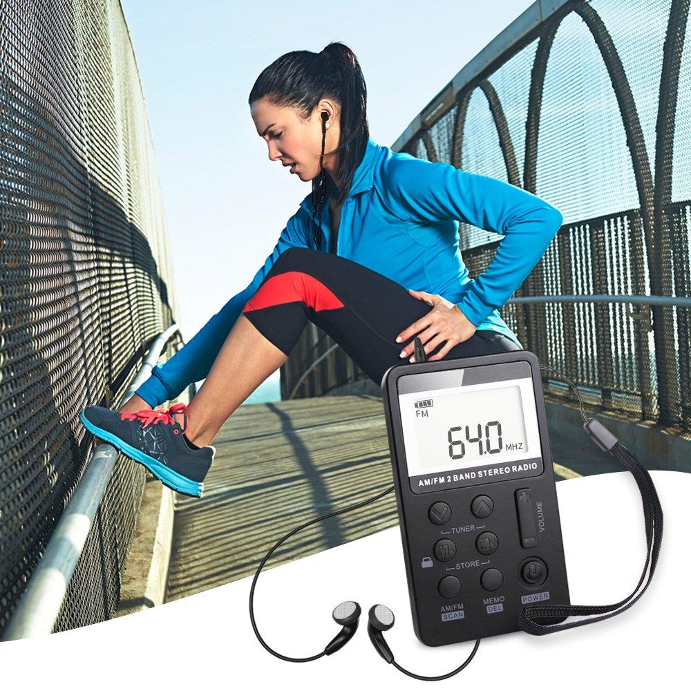 Radio Radio Mini Radio Pocket Am FM Radio cá nhân DSP Điều chỉnh kỹ thuật số Stereo Bộ thu mini với màn hình LCD USB có thể sạc lại và tai nghe để chạy bộ