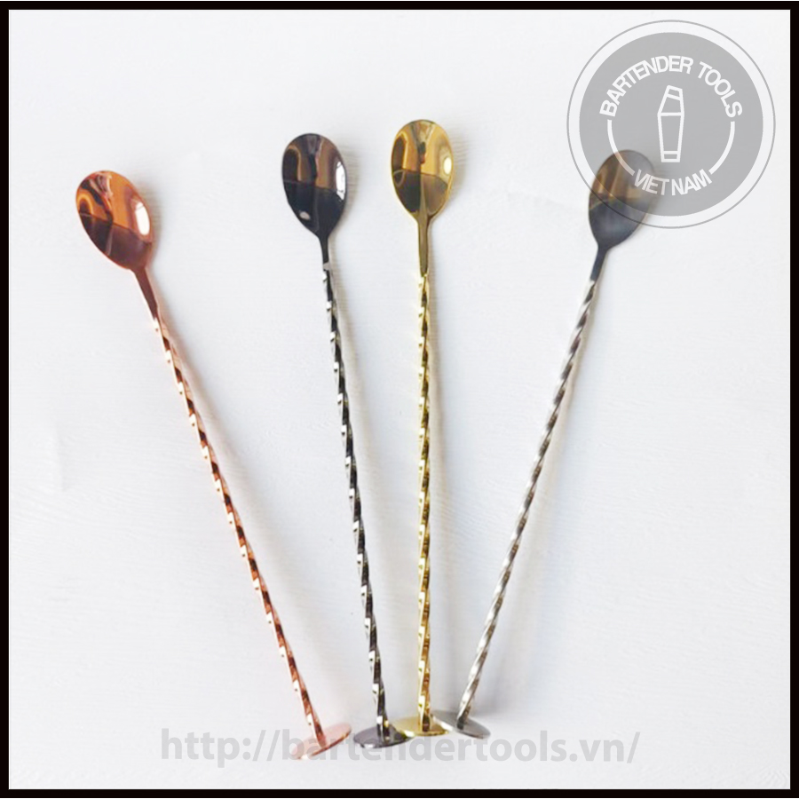 Thìa pha chế inox 1 đầu đồng xu - Bar spoon