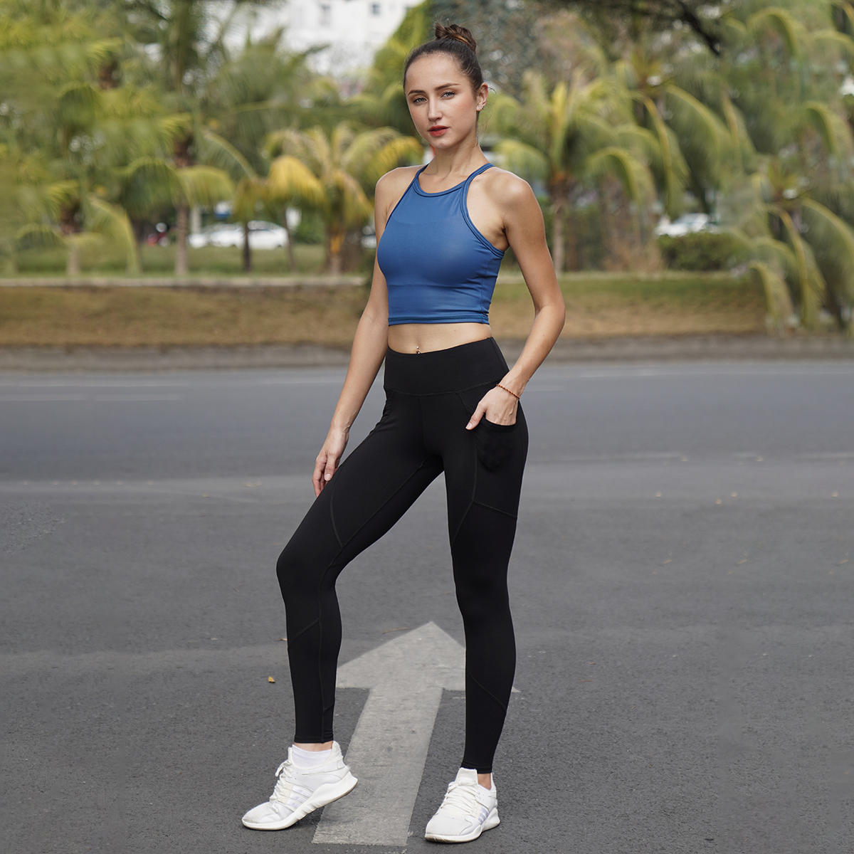 Quần tập Yoga Gym dài nâng mông có 2 túi bên hông cho nữ Thiết kế cao cấp Hibi Sports Mã QD307