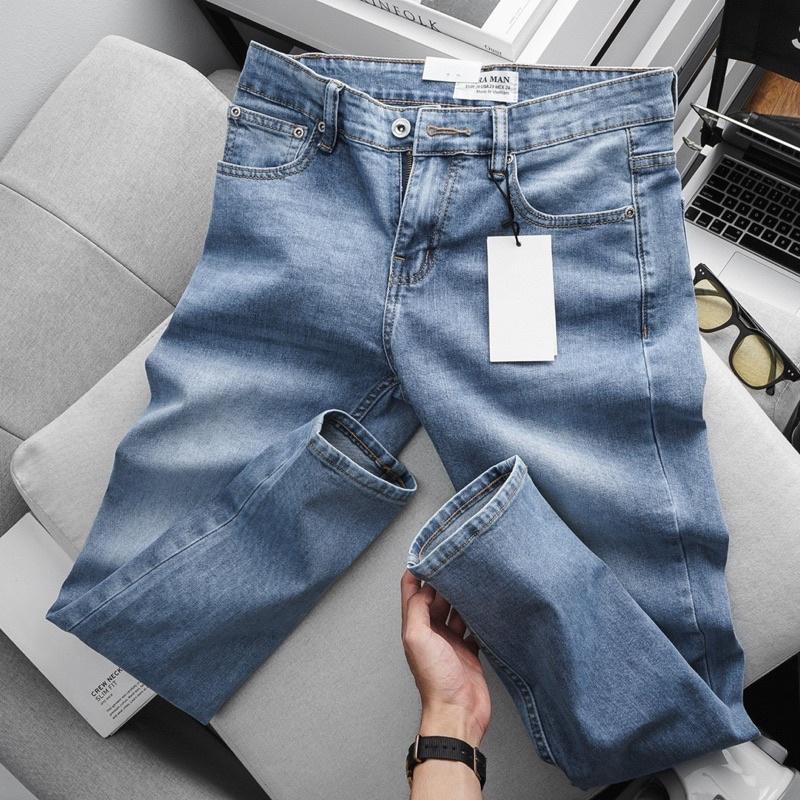 Quần jean nam màu xanh co giãn ôm dáng hàng VNXK cao cấp