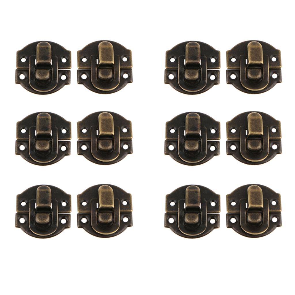 2x12Pcs Antique Buckle Alloy Box Buckle Wooden Box Lock Craft Hardware Bronze
