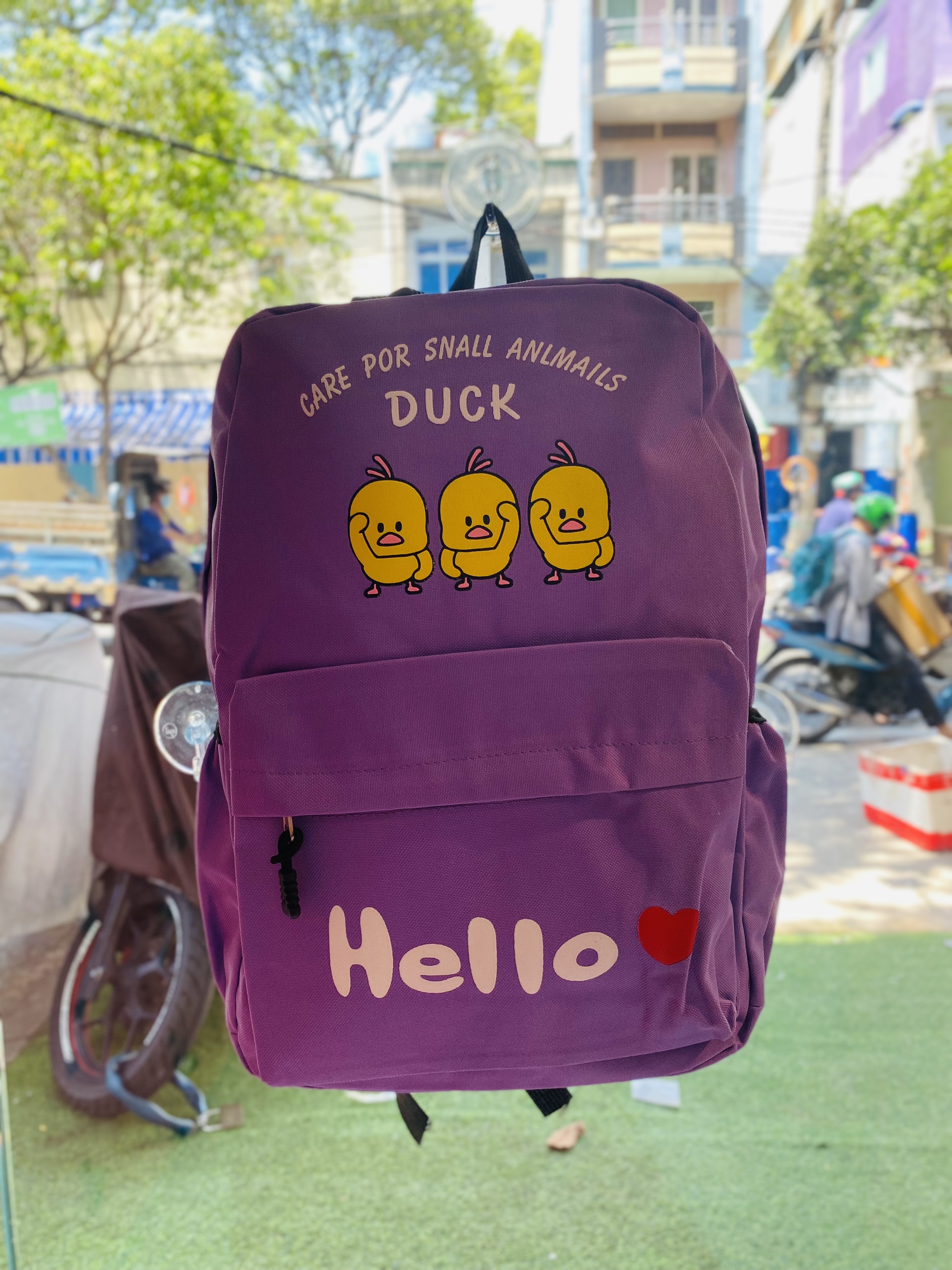Balo Teen vải bố hình 3 chú vịt con siêu cưng -