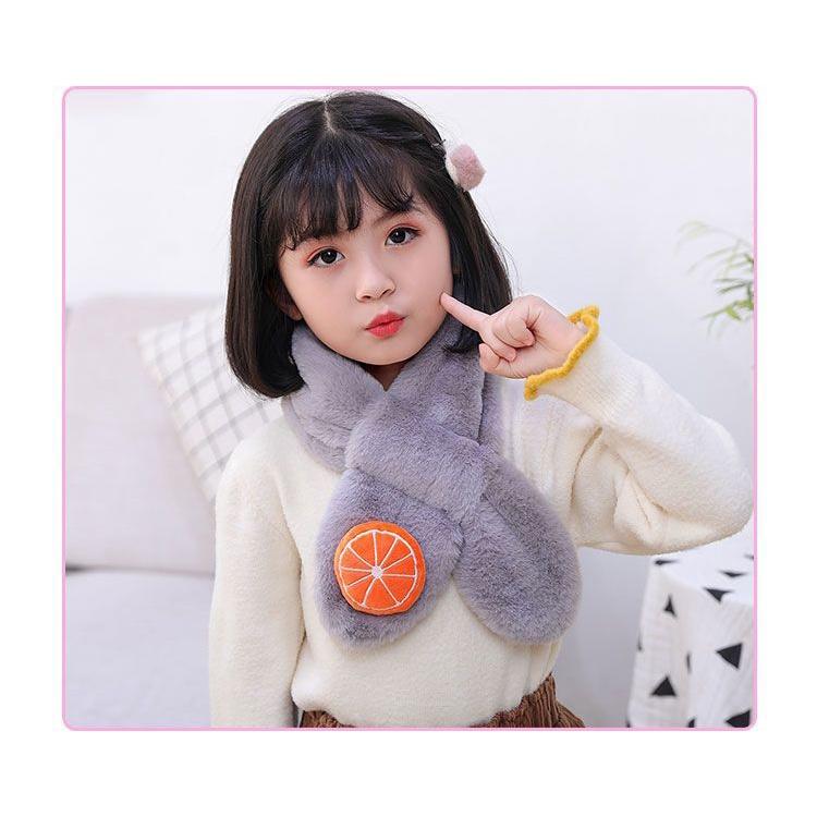 Khăn Quàng Cổ Lông Mềm Đính Trái Cây Cute Siêu Ấm