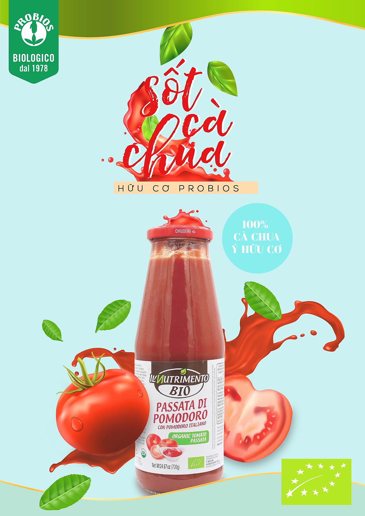 Sốt cà chua hữu cơ IL Nutrimento Organic Tomato Sauces 700g