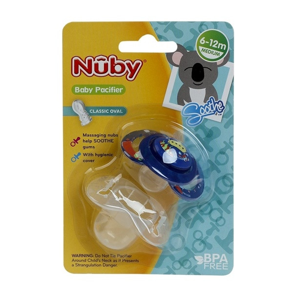 [ 5795-XLA-Nuby ] Ty ngậm chỉnh nha Classic Oval ( 6-12m ), có nắp đậy