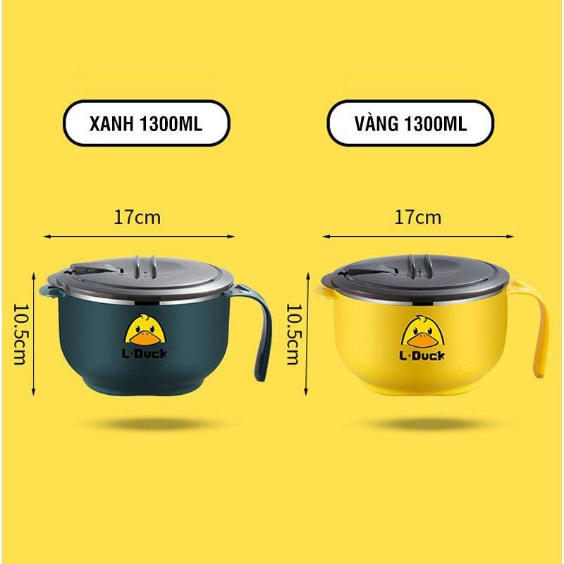 BÁT ĂN MÌ INOX - HÌNH VỊT VÀNG , CÓ NÓ NẮP ĐẬY