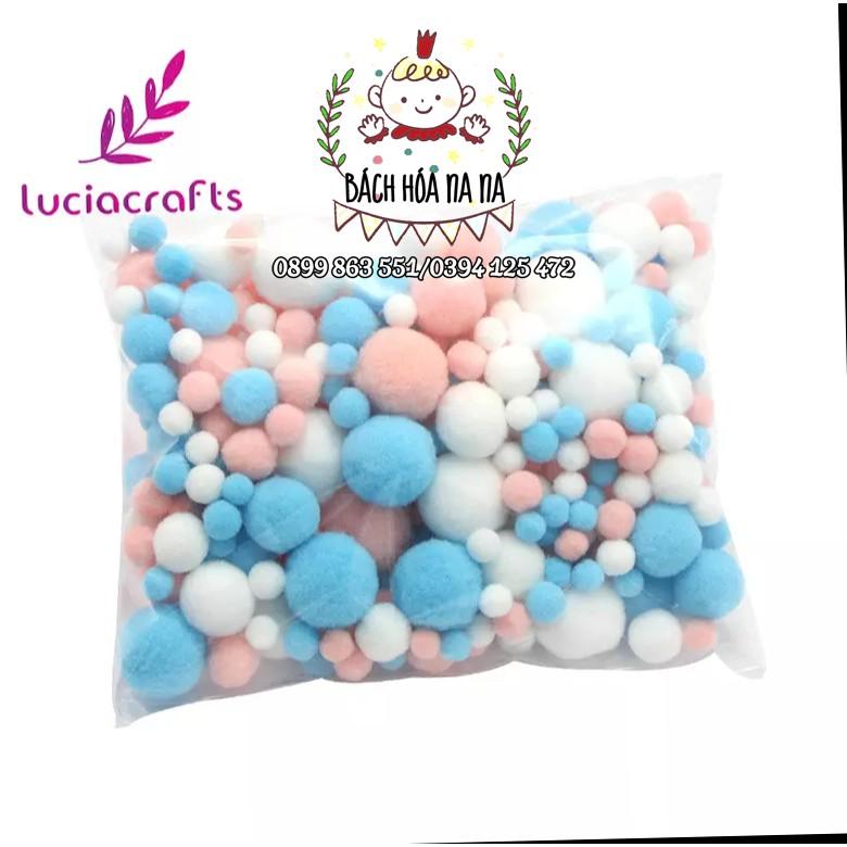 Pompom hỗn hợp nhiều màu nhiều size - pom pom trang trí-handmade shop