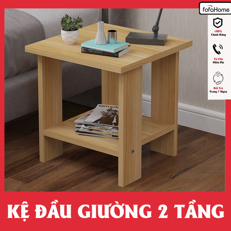 Kệ Bàn Trà Nhỏ 2 Tầng Bằng Gỗ MDF Để Đầu Giường Tiện Lợi, Kệ Để Đầu Giường Đa Năng 2 Tầng Decor Phòng Khách