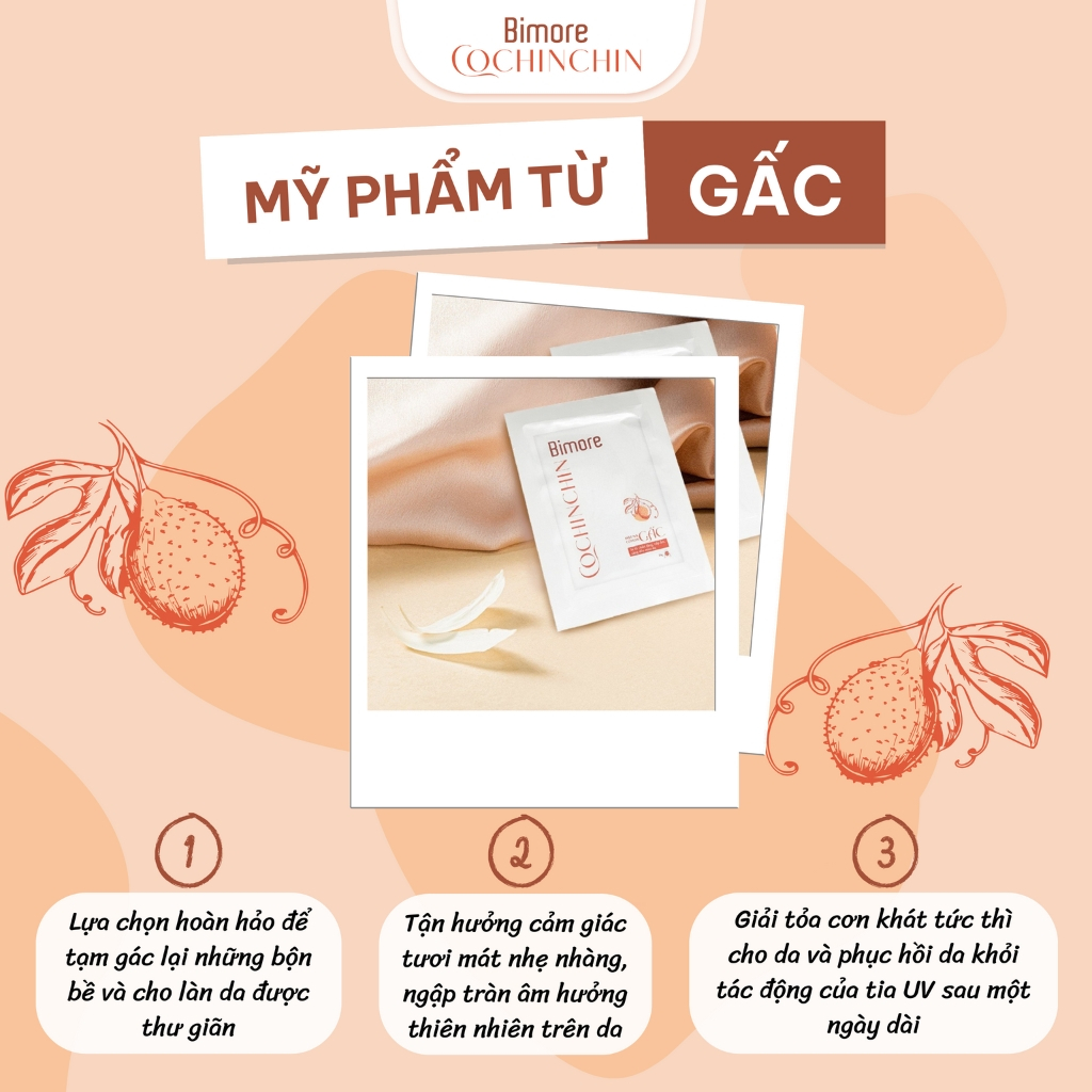 Mặt nạ Cotton Gấc Bimore cấp ẩm se khít lỗ chân lông, sáng da, mờ thâm