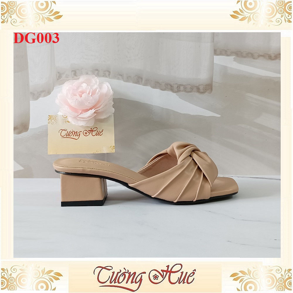 Dép Cao Gót Mũi Vuông Quai Nhún Gót Vuông Cao 3CM - DG003