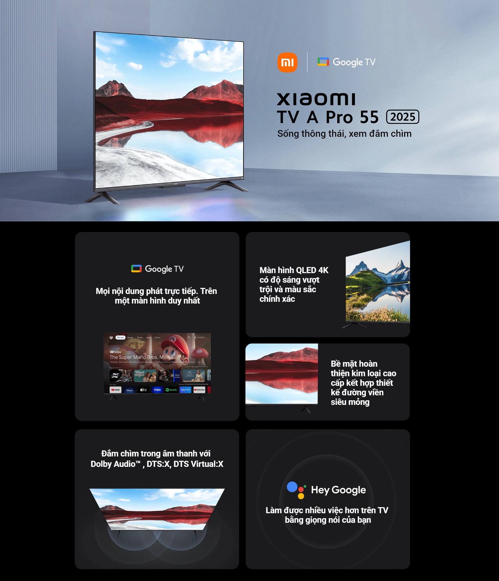 Smart Tivi 4K Xiaomi TV A Pro 55&quot; QLED 2025 - 55 Inch - Hàng Chính Hãng, Bảo Hành 24 Tháng