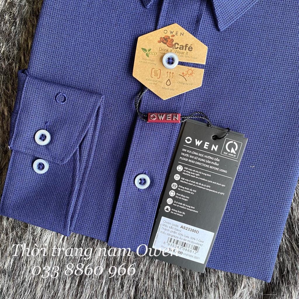 OWEN - Áo sơ mi dài tay Owen Slimfit chất cafe không nhăn màu xanh tím than 23350