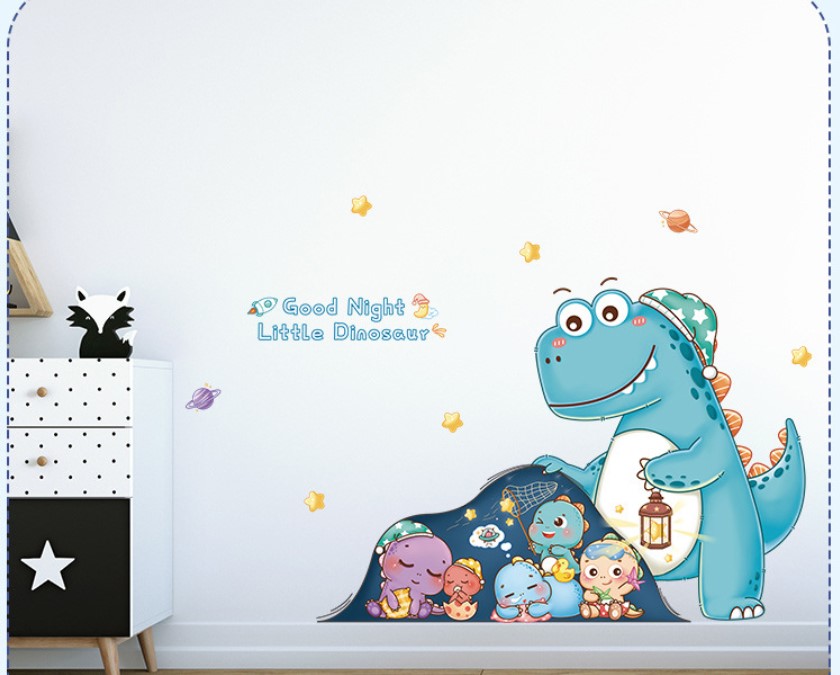 DECAL GIA ĐÌNH KHỦNG LONG CHÚC NGỦ NGON
