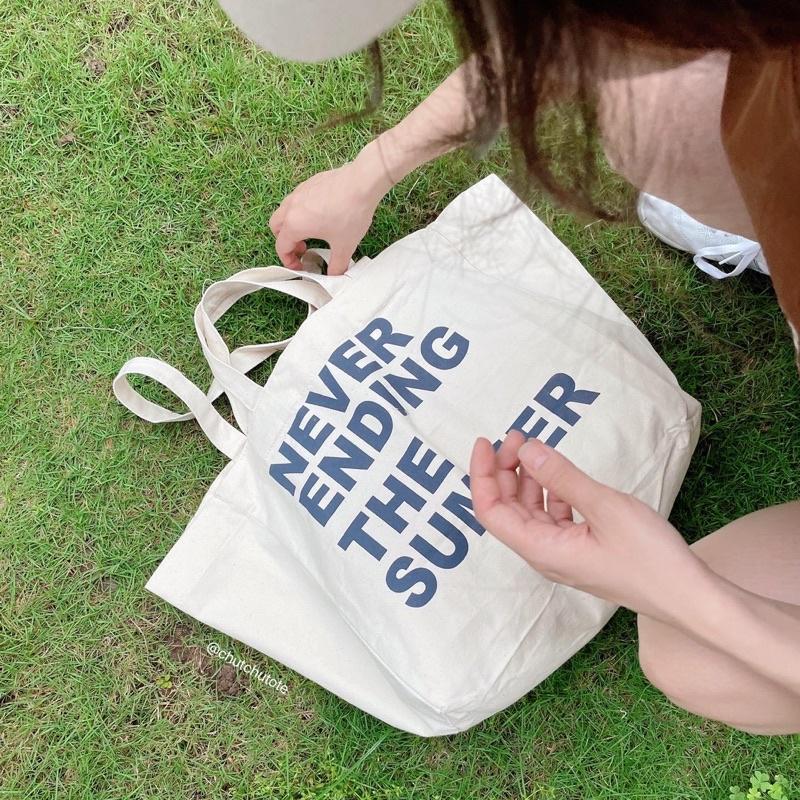 T61-65/Túi du lịch vải canvas siêu to ulzzang có 2 dây đeo vai có túi trong - chutchutote