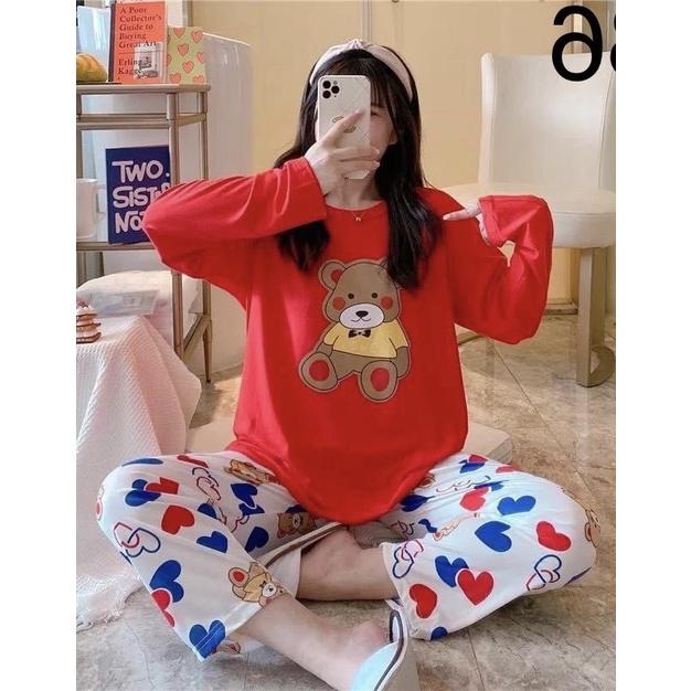Đồ ngủ nữ, đồ bộ mặc nhà Quảng Châu, thun cotton thoáng mát, hoạ tiết hoạt hình dễ thương