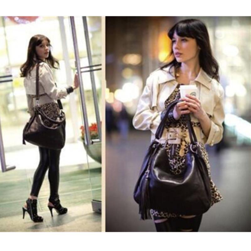 Phụ Nữ Da PU Tua Rua Tay Đỏ Chắc Chắn Túi Chất Lượng Cao Vai Đeo Túi Punk Tất Cao Cổ