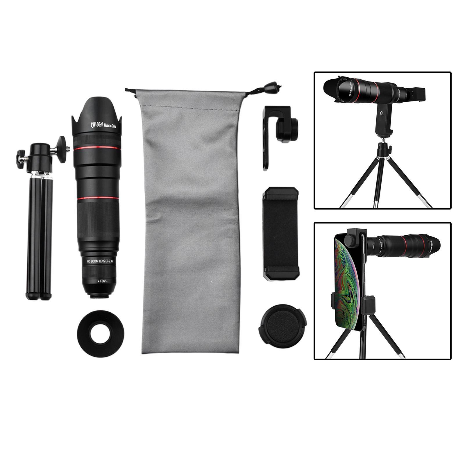 Telescope 4K Telephoto Phone Lens with Smartphone Tripod Holder