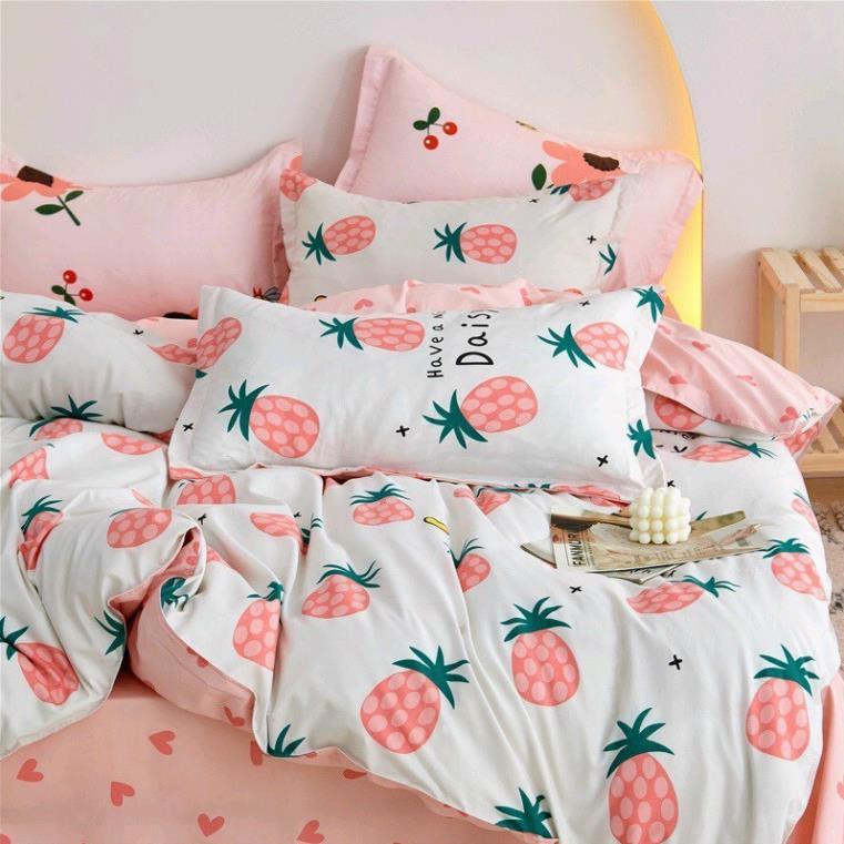 Bộ chăn ga, coton poly họa tiết xinh xắn Chăn ga Hàn Quốc đủ size miễn phí bo chun