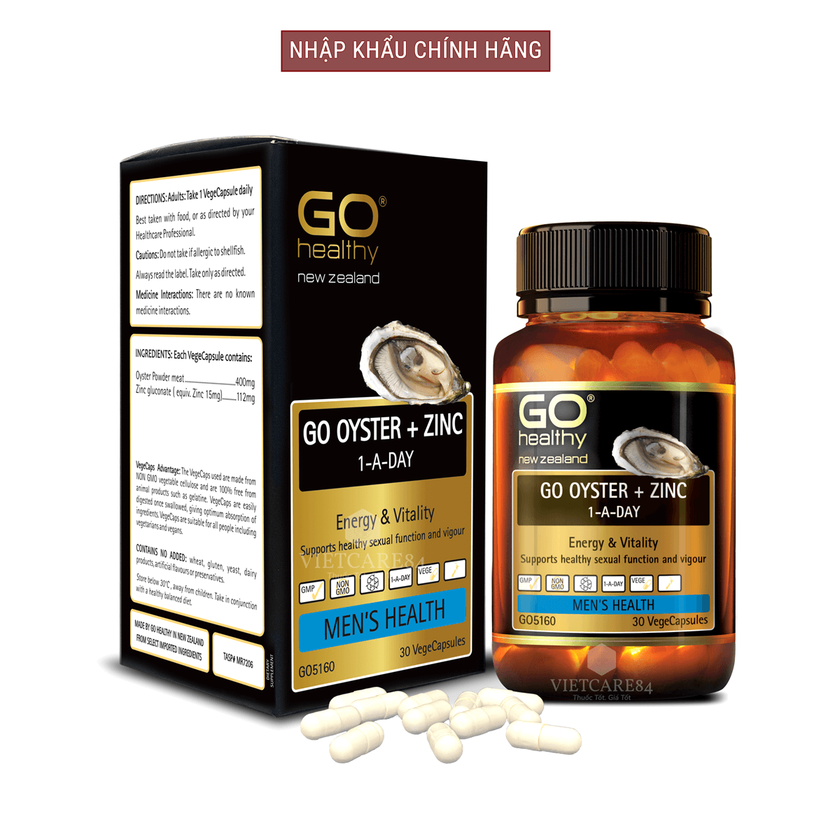 Viên uống tinh chất Hàu nhập khẩu chính hãng New Zealand GO OYSTER + ZinC giúp tăng cường sinh lý nam, cải thiện chất lượng tinh trùng