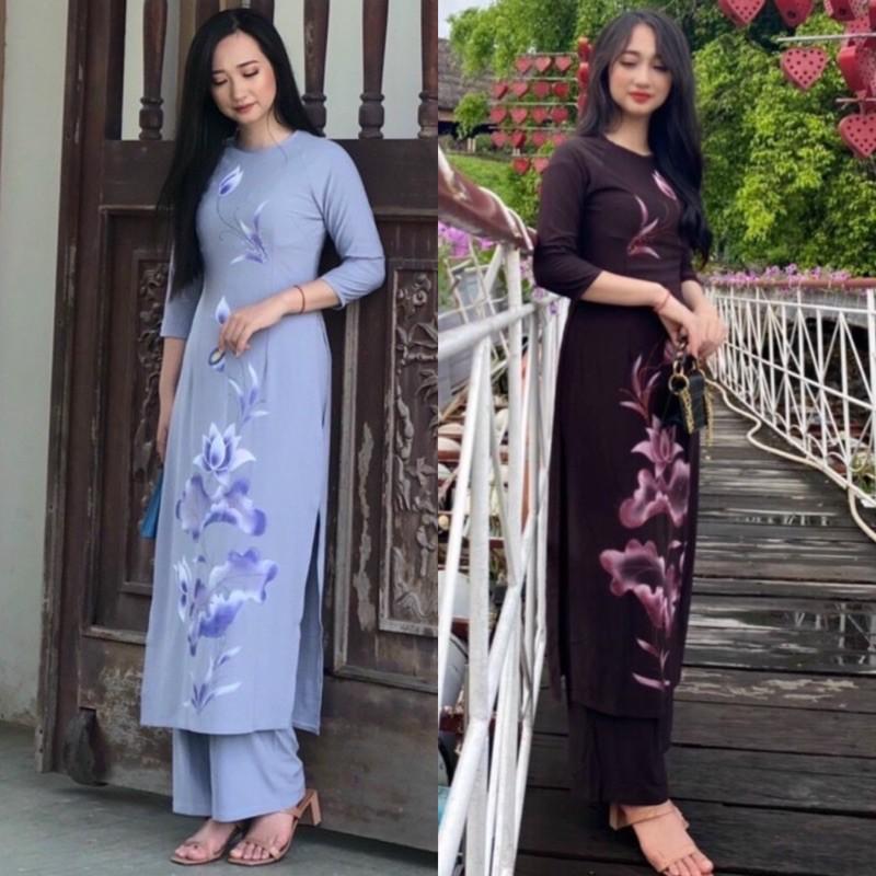 Đồ Lam Đi Chùa # Áo Dài Vải Thun