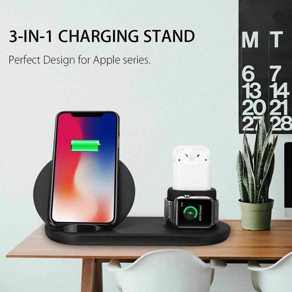 3 In1 10W Wireless Fast Charging Dock Cradle for / Black