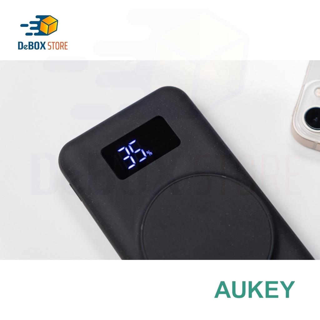 Pin dự phòng AUKEY Basix MagAir PB-WL02i 10000mAh, đế sạc không dây nam châm, tích hợp cổng sạc IP - Hàng Chính Hãng