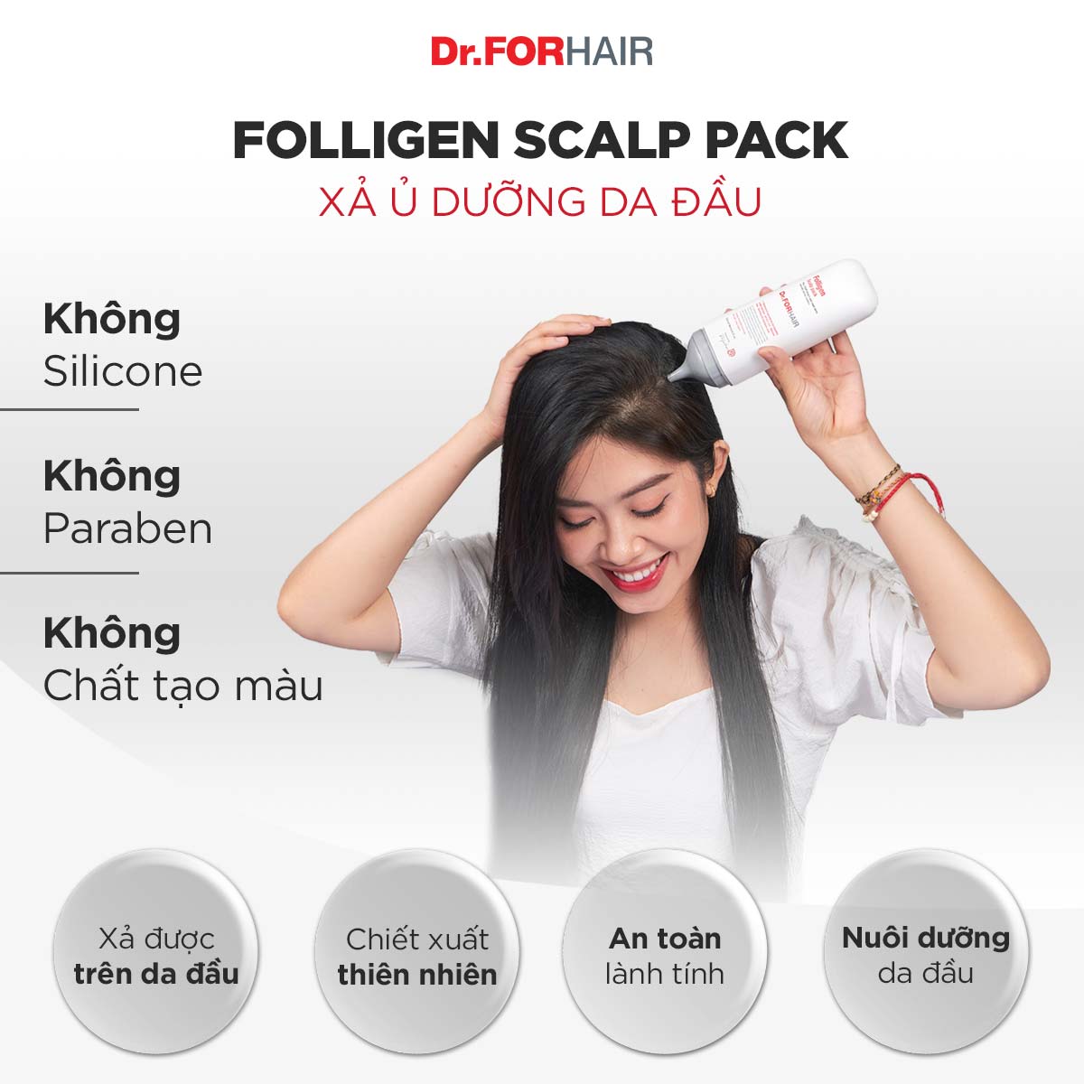 Dầu xả dưỡng tóc chăm sóc da đầu giảm rụng tóc Dr.FORHAIR Folligen Scalp Pack 250ml