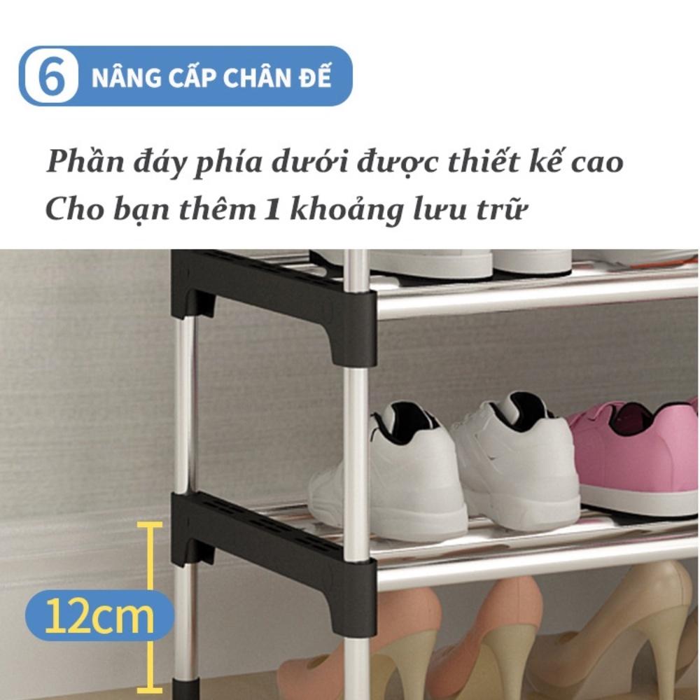 Kệ để giày dép 5 tầng lắp ghép chất liệu inox cao cấp, giá để giày dép, đồ đạc có thể tháo rời, hàng loại 1 chắc chắn