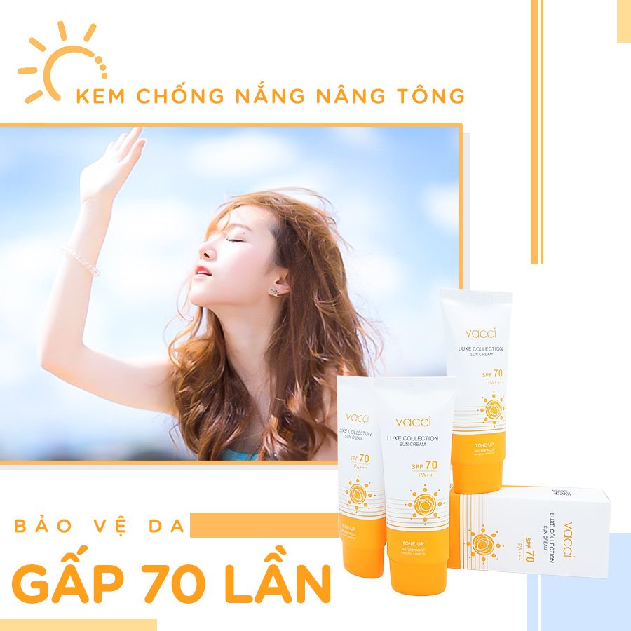 Kem Chống Nắng VACCI Dành Cho Mặt & Toàn Thân - LUXE COLLECTION SUN CREAM SPF70 PA+++ 70ML