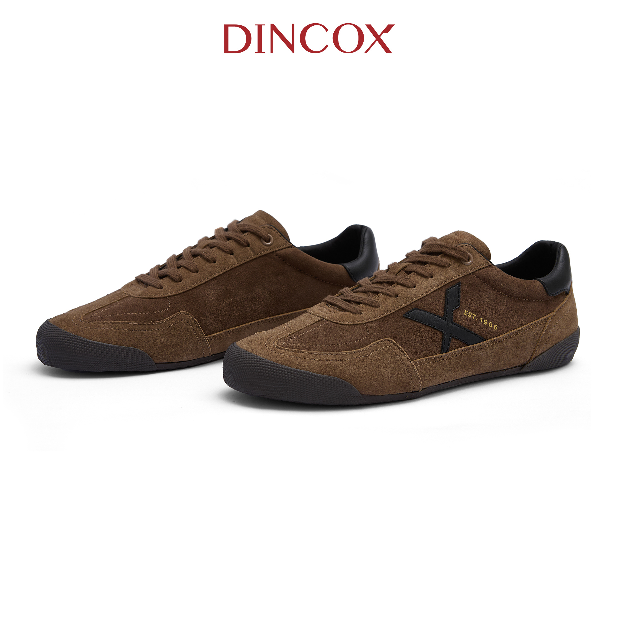 Giày Nam Sneaker Da Micro Suede Dincox DC47 BROWN Shoes Đế Bằng, Bền Và Nhẹ Hơn