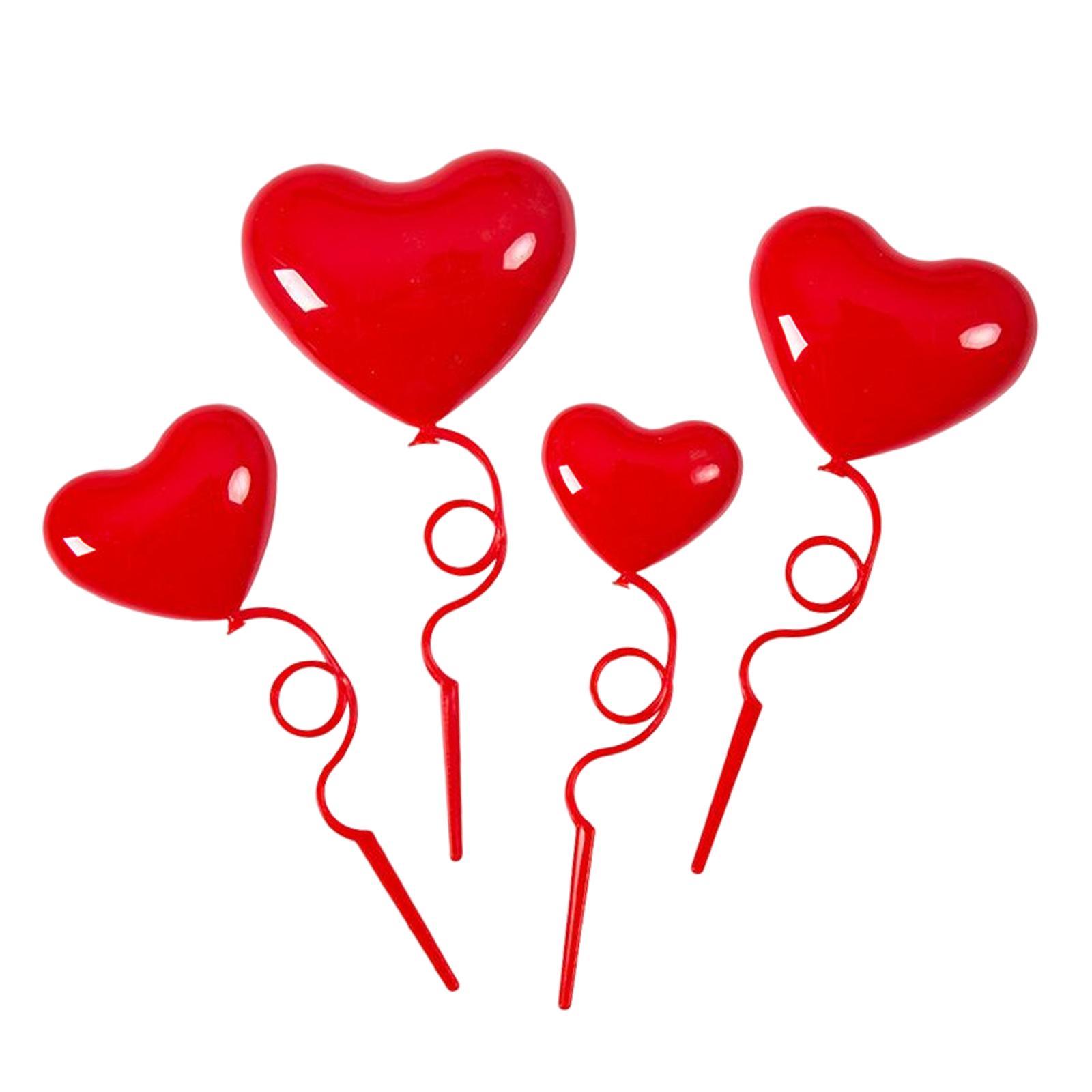 4Pcs Cake Decorations Heart Shape 3D Love Ornaments for Thanksgiving Wedding