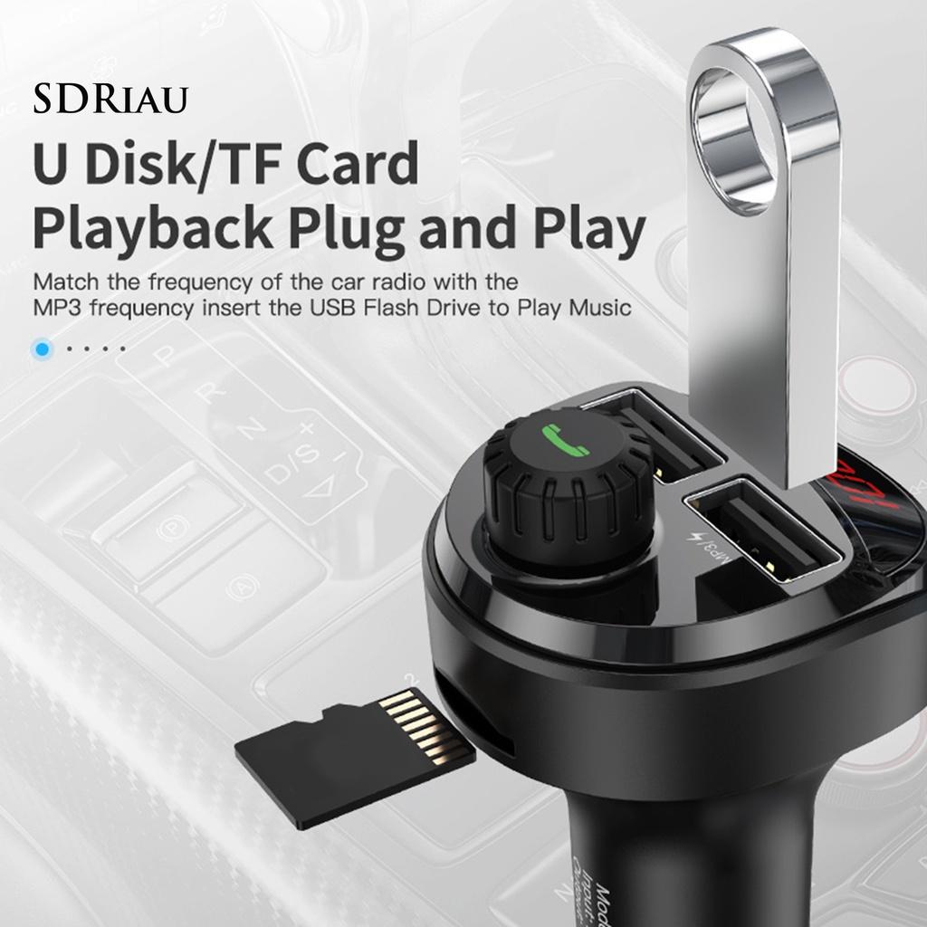 *QCDZ* Bluetooth Player Support TF/U Disk Handsfree ABS 3.4A Dual USB Regulator FM Transmitter Car Charger for Auto